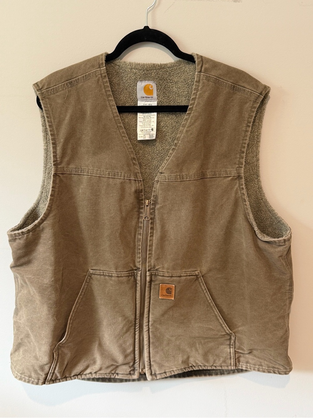 Carhartt Men's Sherpa Lined Work Canvas Vest Ranch Workwear Western Size 2XL